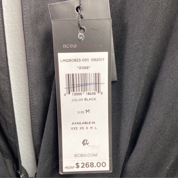 NWT BCBG Black Deep V-Neck Midi Dress - Picture 6 of 7